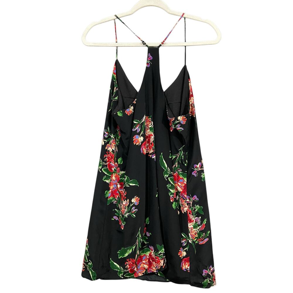 Nwt Lavender Brown Black Floral 100% Silk Racerback Short Dress Size Medium - Picture 3 of 11